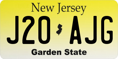 NJ license plate J20AJG
