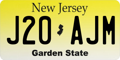 NJ license plate J20AJM