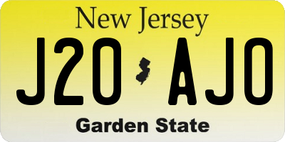 NJ license plate J20AJO