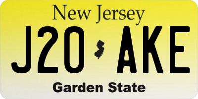 NJ license plate J20AKE