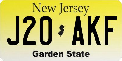 NJ license plate J20AKF