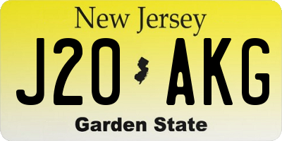 NJ license plate J20AKG