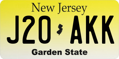NJ license plate J20AKK