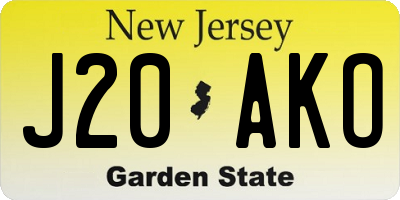 NJ license plate J20AKO