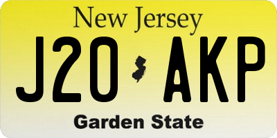 NJ license plate J20AKP