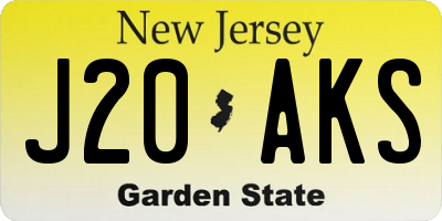 NJ license plate J20AKS