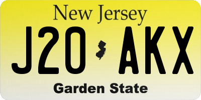 NJ license plate J20AKX