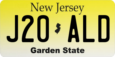 NJ license plate J20ALD