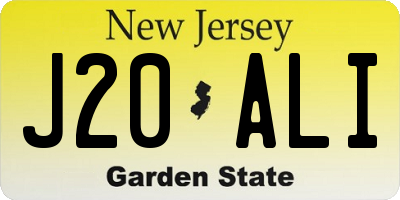 NJ license plate J20ALI