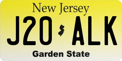 NJ license plate J20ALK