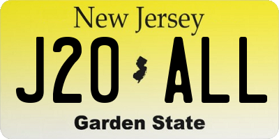 NJ license plate J20ALL