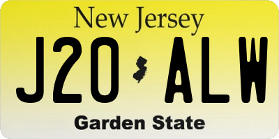 NJ license plate J20ALW