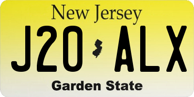 NJ license plate J20ALX