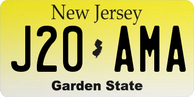NJ license plate J20AMA