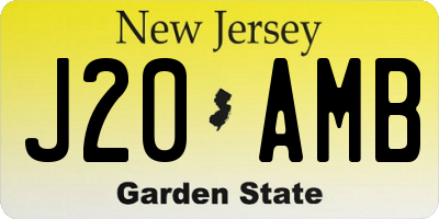 NJ license plate J20AMB
