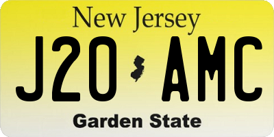 NJ license plate J20AMC