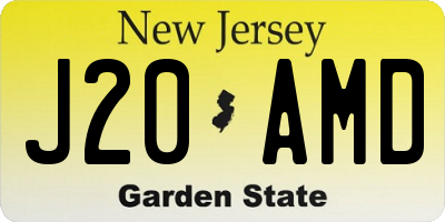NJ license plate J20AMD