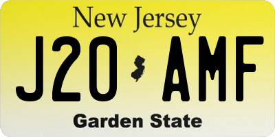 NJ license plate J20AMF