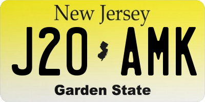 NJ license plate J20AMK