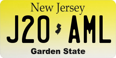 NJ license plate J20AML