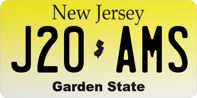 NJ license plate J20AMS