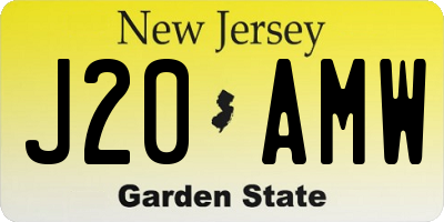 NJ license plate J20AMW