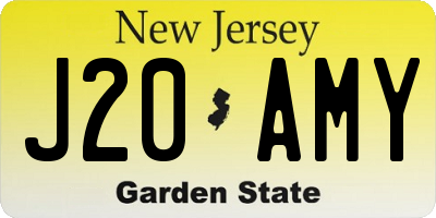 NJ license plate J20AMY