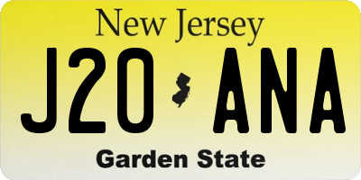 NJ license plate J20ANA