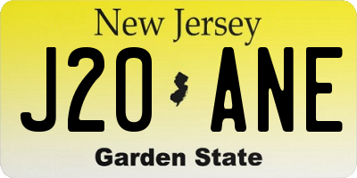 NJ license plate J20ANE