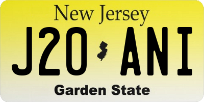 NJ license plate J20ANI
