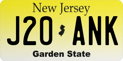 NJ license plate J20ANK