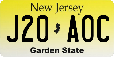 NJ license plate J20AOC