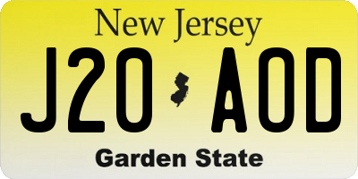 NJ license plate J20AOD