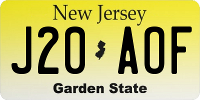 NJ license plate J20AOF