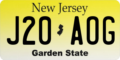 NJ license plate J20AOG