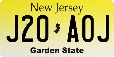 NJ license plate J20AOJ
