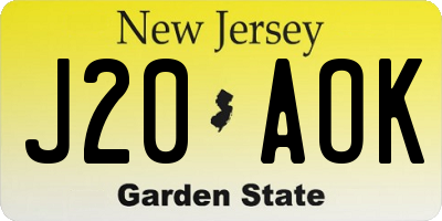 NJ license plate J20AOK