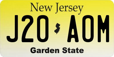 NJ license plate J20AOM