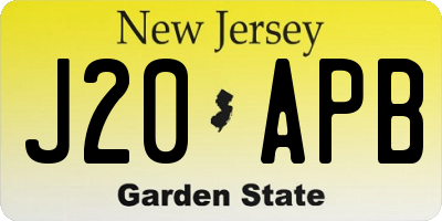 NJ license plate J20APB