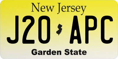 NJ license plate J20APC