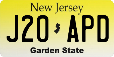 NJ license plate J20APD
