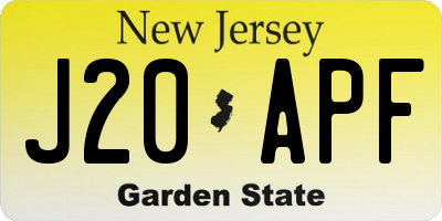 NJ license plate J20APF