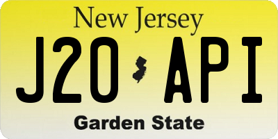 NJ license plate J20API