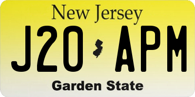 NJ license plate J20APM