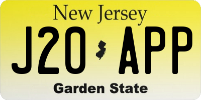 NJ license plate J20APP