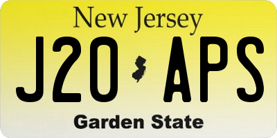 NJ license plate J20APS
