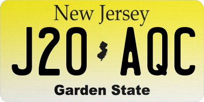 NJ license plate J20AQC