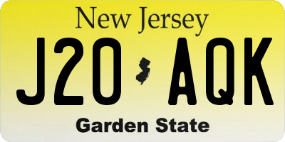 NJ license plate J20AQK