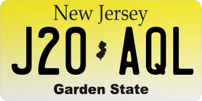NJ license plate J20AQL