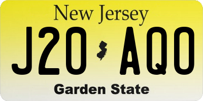 NJ license plate J20AQO